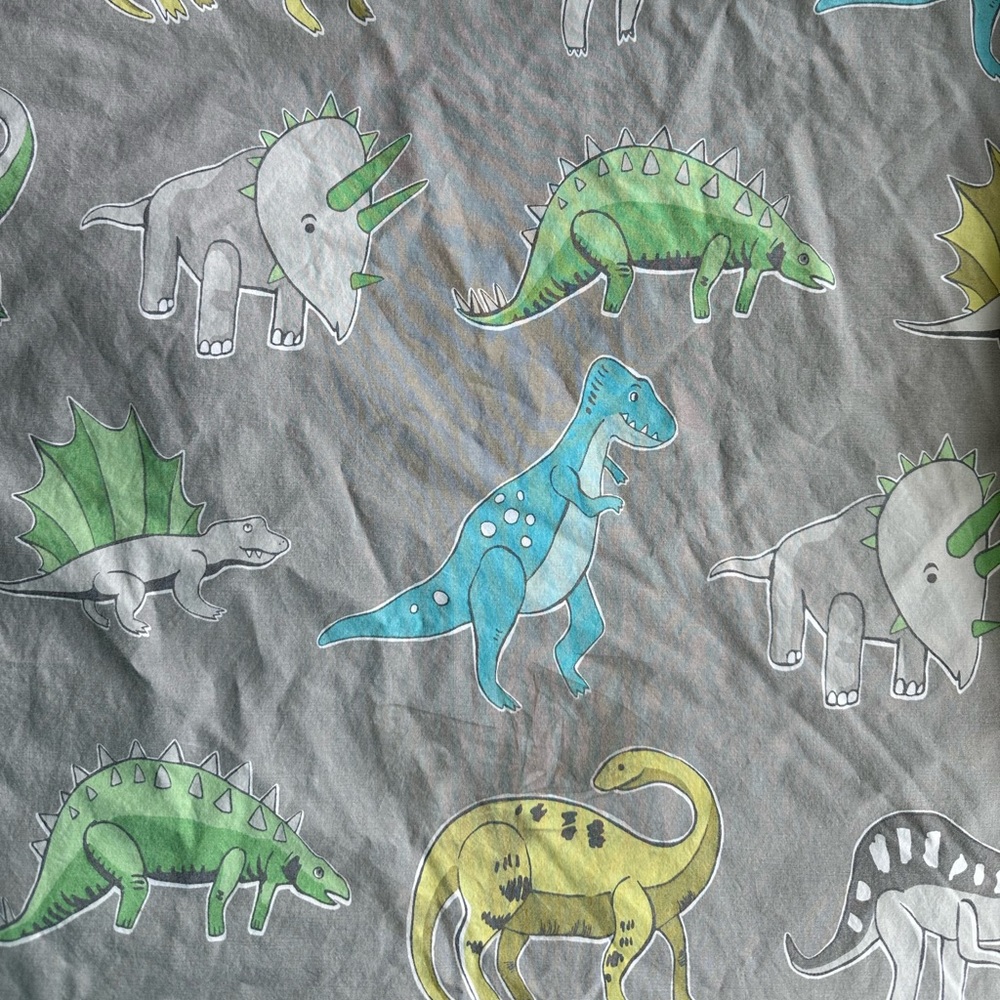 Pottery Barn Kids Full/Queen Gray Dinosaur Duvet Cover